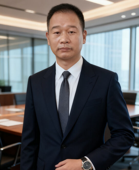 Tang Yiding (General Manager of Jiurun Machinery) in modern office conference room