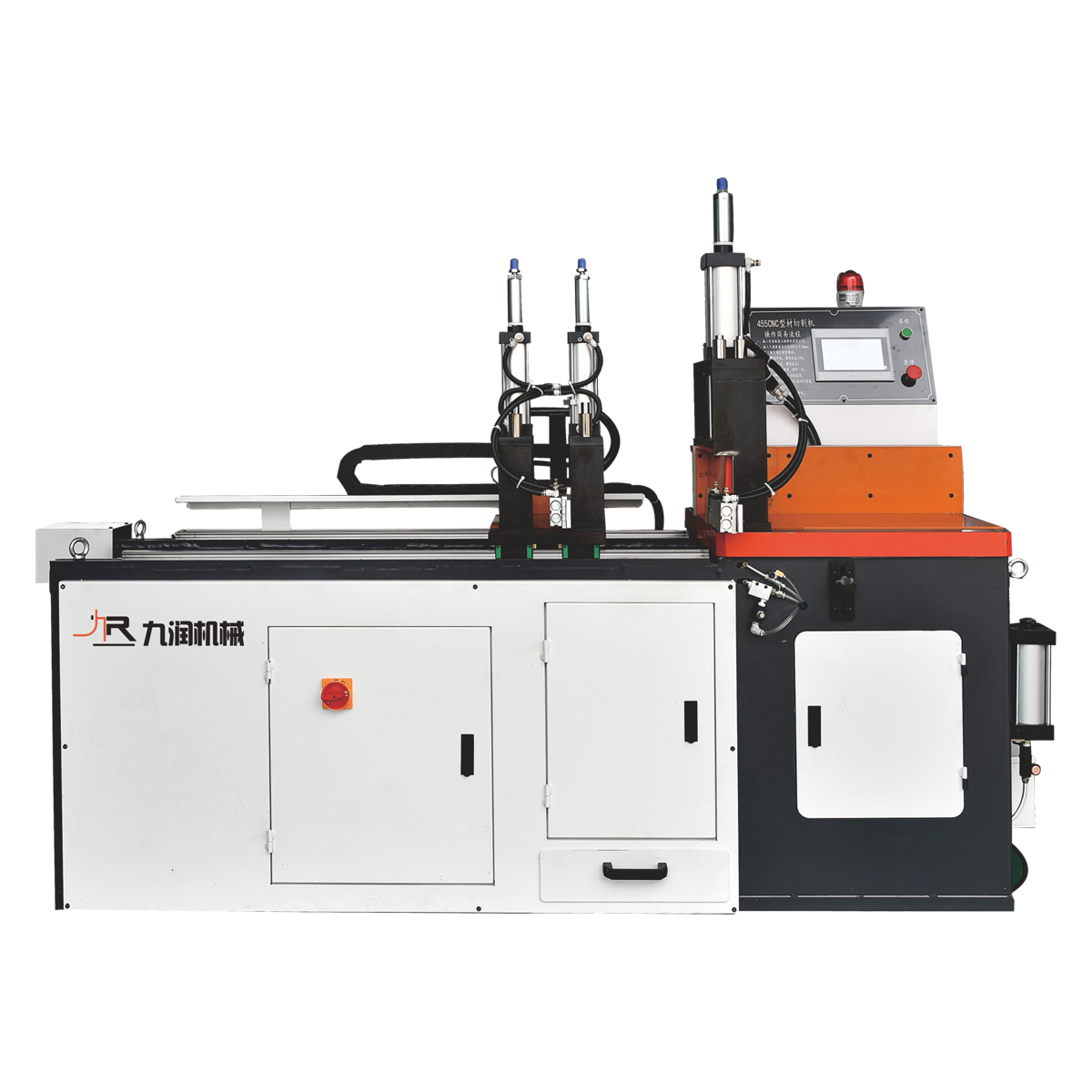 JR-455CNC Fully Automatic CNC Top-and-Bottom Feed Aluminum Cutting Machine - Full Machine Appearance